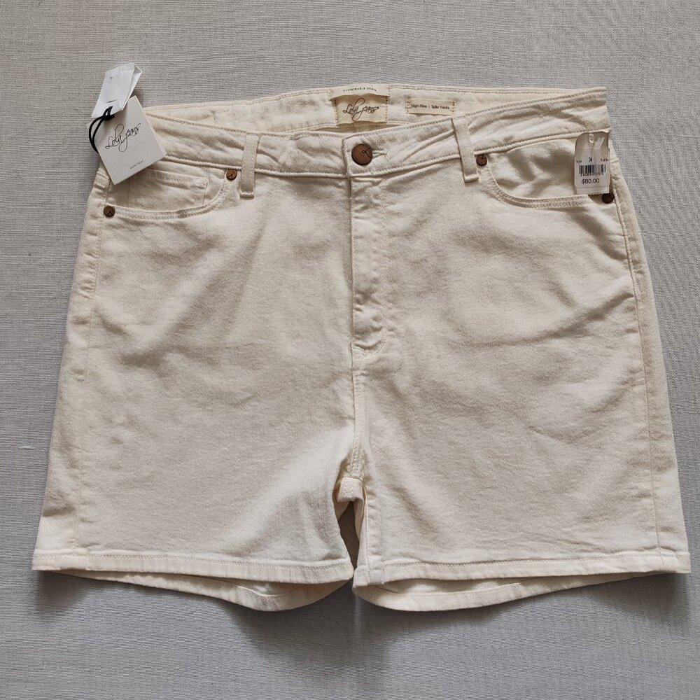 Lola Jeans Montreal High Rise Sustainable Denim Shorts White Size 34 NWT